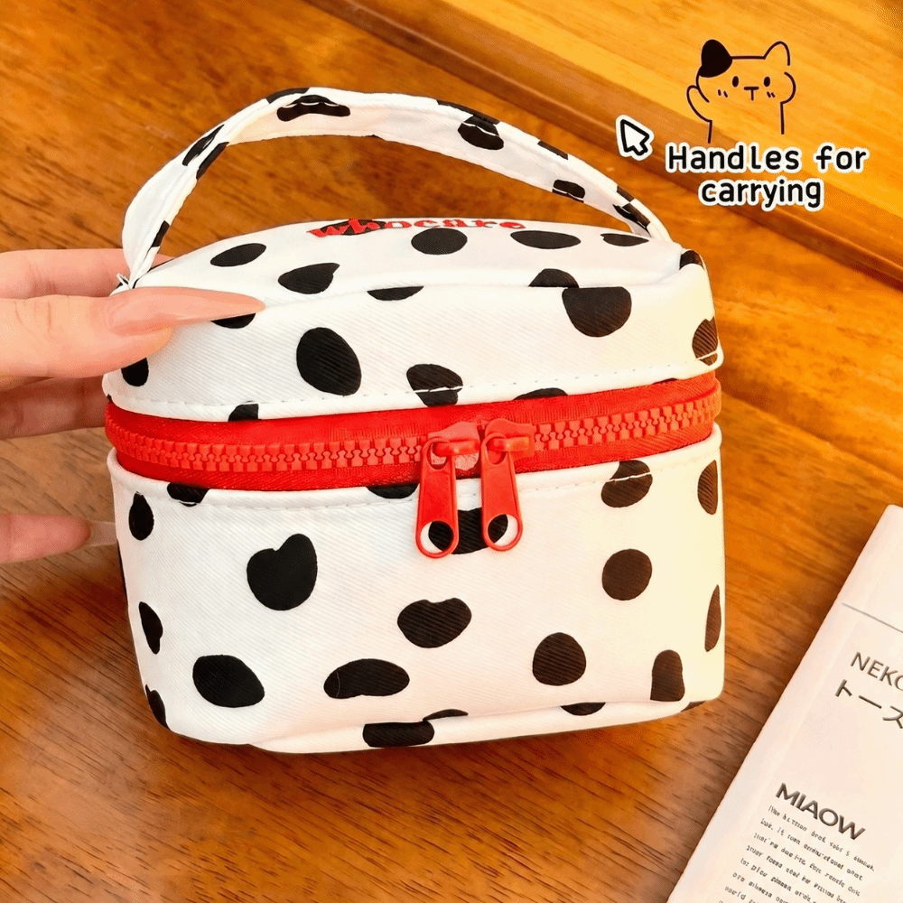 Cosmetic Bags - Portable Polka Dot Makeup Bag Handheld