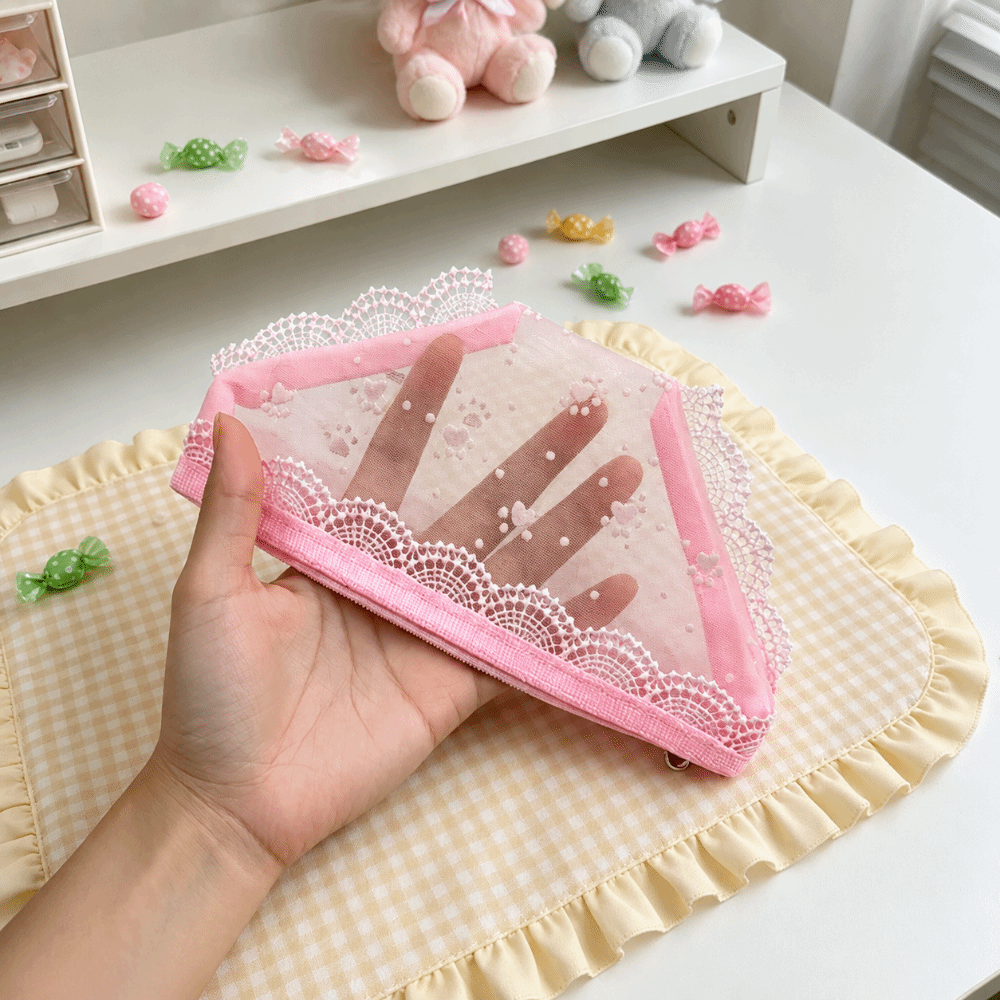 Cute Lace Mesh Storage Pouch B - đánh giá và giá Cosmetic Bags