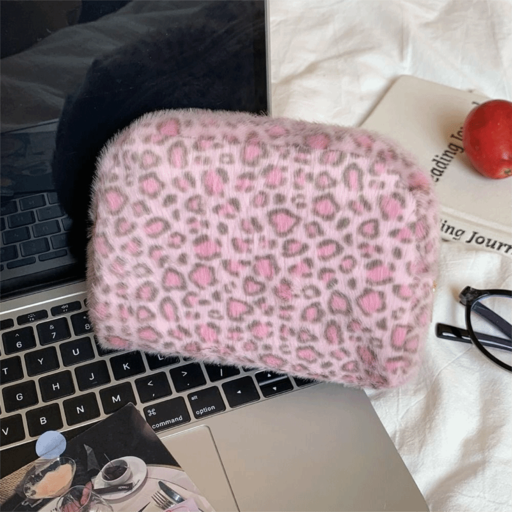 Durable Fuzzy Makeup Bag Leopa - đánh giá và giá Cosmetic Bags