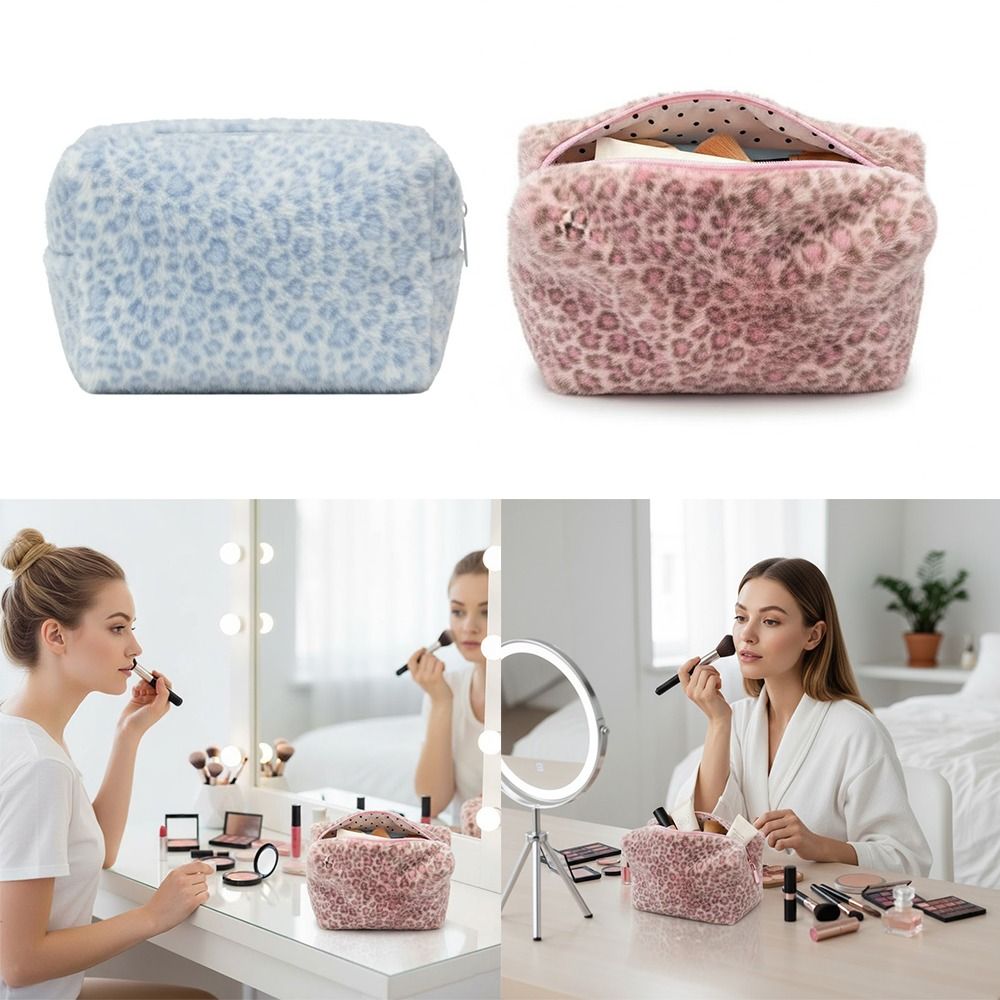 Durable Fuzzy Makeup Bag Leopa - đánh giá và giá Cosmetic Bags
