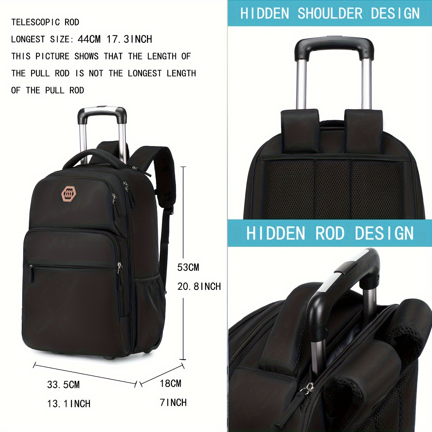 40L Rolling Laptop Backpack Bu - đánh giá và giá Foldable Rolling Luggage Bag