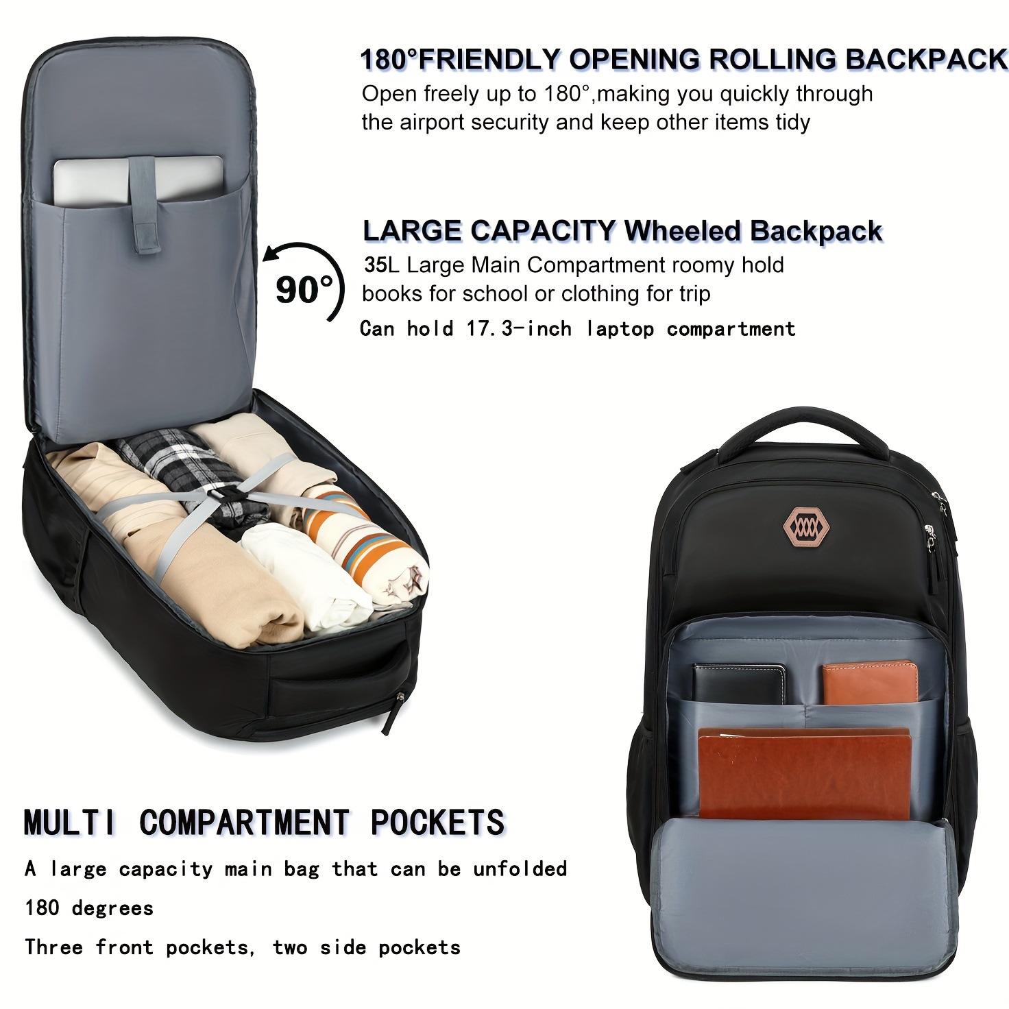 40L Rolling Laptop Backpack Bu - đánh giá và giá Foldable Rolling Luggage Bag